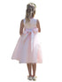 Petite Adele Big Girls Blush Dull Satin Tulle Broche Flower Girl Dress 8-12 - SophiasStyle.com